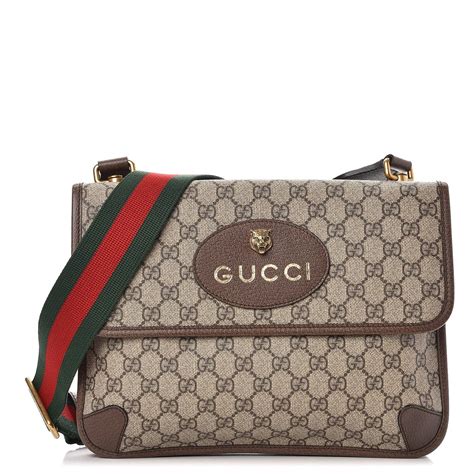 gucci gg supreme flap messenger|vintage gucci monogram shoulder bag.